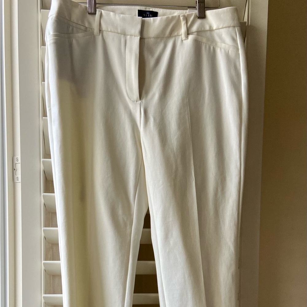 WHITE HOUSE BLACK MARKET Slim Ankle Pant SZ 8 Off White/Cream Straight Leg  BNWT